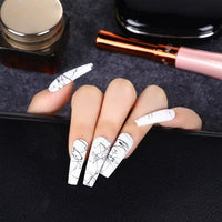 24pcs False Nails Solid Color Long Ballet Fake Nails Full Cover Coffin Nail Tips Press On Nails Kit With Glue Detachable - Divine Diva Beauty