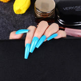 24pcs False Nails Solid Color Long Ballet Fake Nails Full Cover Coffin Nail Tips Press On Nails Kit With Glue Detachable - Divine Diva Beauty