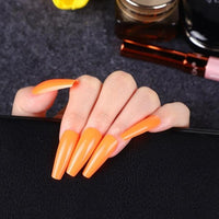 24pcs False Nails Solid Color Long Ballet Fake Nails Full Cover Coffin Nail Tips Press On Nails Kit With Glue Detachable - Divine Diva Beauty