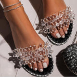 round head rhinestone sandals - Divine Diva Beauty