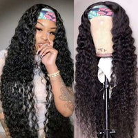 HeadBand Wig Human Hair Water Wave Wig - Divine Diva Beauty