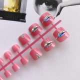 New Fashion Matte Rhinestone Red/Black/Pink Decoration Press on toenails full Drill handmade Flat toes fake nailsToes Nail 24Pcs - Divine Diva Beauty