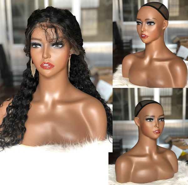 Female Mannequin Head 18inch With Shoulder Can Wear Earring For Wigs Display - Divine Diva Beauty