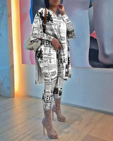 Newspaper Print Tops And Pants two piece - Divine Diva Beauty