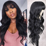 Long Wavy Synthetic Wigs with Bangs - Divine Diva Beauty