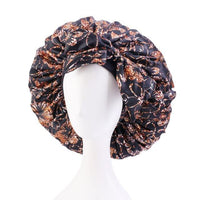 African Print Satin Bonnet With Long Ribbon Wrap Double Layer Headwrap Ankara Pattern Women Hair Cover Large Size Hair Wrap Cap - Divine Diva Beauty