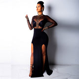 Side Split Bodycon Slim Skinny Turtleneck Long Sleeve Dresses plus size avail - Divine Diva Beauty