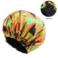 African Ankara Pattern Print Bonnet Night Sleep Cap Big Size Double Layer Satin Turban Women - Divine Diva Beauty