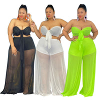 Plus Size avail Two Piece mesh Set Women Maxi Skirt crop top - Divine Diva Beauty