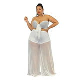 Plus Size avail Two Piece mesh Set Women Maxi Skirt crop top - Divine Diva Beauty