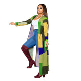 Oversized Trench Trend Multicolor Print Cardigan outerwear plus size avail - Divine Diva Beauty