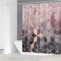 Geometric Marble Print Shower Curtain Bath Mat Set Soft Carpet Anti-slip Rug Toilet Lid Cover Bathroom Curtain Modern Home Decor - Divine Diva Beauty