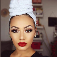 1pc Solid Color  Pre Tied Stretch Turban Head Wraps Headband Long Hair Scarf - Divine Diva Beauty