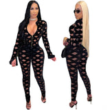 Mesh Flocking Cross Plaid Bandage Jumpsuit bodysuit - Divine Diva Beauty