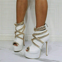 White Peep Toe Thin High Heels 11+ - Divine Diva Beauty