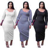 U-neck Solid Color Midi Dress plus size avail - Divine Diva Beauty