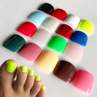 24Pcs/set Candy Color Artificial False Toe Nails - Divine Diva Beauty