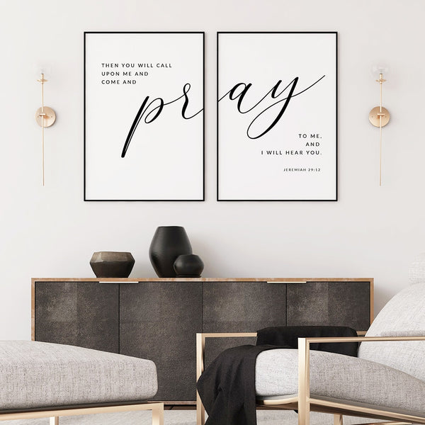Bible Verse Jeremiah Pray To Me Painting Canvas Prints Scripture Quotes Nordic Poster Church Bedroom Wall Art Pictures Decor - Divine Diva Beauty
