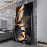 Black Golden Plant Leaf Canvas Poster Print Modern Home Decor Abstract Wall Art Painting Nordic Living Room Decoration Picture - Divine Diva Beauty