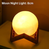LED Night Light 3D Print Moon Lamp 8CM/12CM Battery Powered With Stand Starry Lamp 7 Color Bedroom Decor Night Lights Kids Gift - Divine Diva Beauty