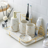 Ceramic Bathroom Kit, Mouthwash Cup, Lotion Bottle, Toothbrush Cup Holder, Creative Bathroom Accessories, Bathroom Decoration - Divine Diva Beauty