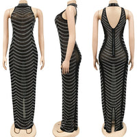 Bodycon Maxi Dress  Backless Mesh See Through Dress plus size avail - Divine Diva Beauty