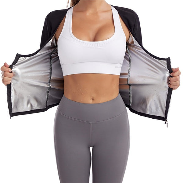 Women Sauna Shaper Vest Thermo Sweat Shapewear Tank Top Slimming Vest Waist Trainer Corset Gym Fitness Hot Workout Zipper Shirt - Divine Diva Beauty