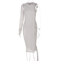 One Sleeve Knit Asymmetric Midi Dresses - Divine Diva Beauty