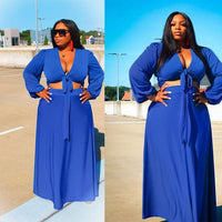 2 Piece Set Long Sleeve Crop Top Set High Skirt plus size avail - Divine Diva Beauty