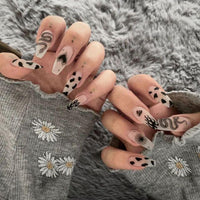 24pcs Detachable Pink Long Coffin False Nails Wearable Rhinestone Gradiant Ballerina Design Fake Nails Full Cover Press on Nail - Divine Diva Beauty