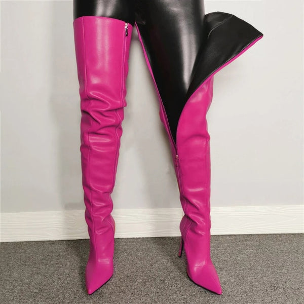 Over-the-knee Boots Pu Leather - Divine Diva Beauty