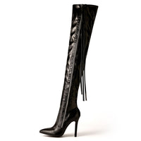 Pointed Toe Zipper  Thigh High Boots - Divine Diva Beauty