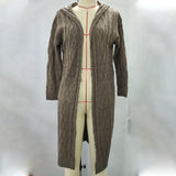 Cardigan Sweater Coat Solid Color Long Sleeve Knit Hooded Overcoat - Divine Diva Beauty