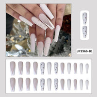 24Pcs/Box Gradient Long Coffin False Nails Detachable Ballerina Manicure Patches Press On Nails Wearable Full Cover Nail Tips - Divine Diva Beauty