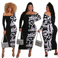 Long Sleeve Off Shoulder Dress Bodycon Maxi Dress plus size avail - Divine Diva Beauty