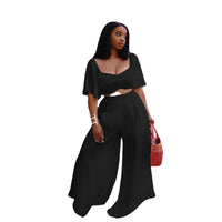 Square Neck  Two Piece Sets Wide Leg Elegant Pants Suit 2 peice plus size avail - Divine Diva Beauty