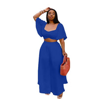 Square Neck  Two Piece Sets Wide Leg Elegant Pants Suit 2 peice plus size avail - Divine Diva Beauty