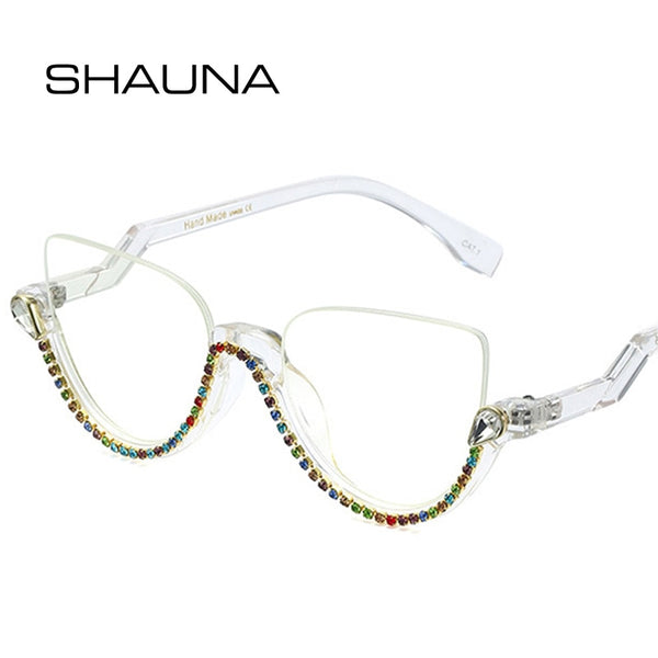 Retro Semi-Rimless Cat Eye Women Glasses - Divine Diva Beauty