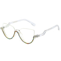 Retro Semi-Rimless Cat Eye Women Glasses - Divine Diva Beauty