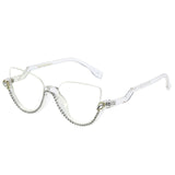 Retro Semi-Rimless Cat Eye Women Glasses - Divine Diva Beauty