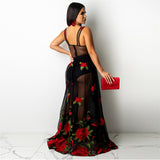 Embroidery Sheer Mesh Maxi plus size avail - Divine Diva Beauty