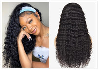 Deep Wave Headband Wigs Human Hair Wig Grip Headband Brazilian Curly Headband Wigs Glueless Remy Fit All Size Head - Divine Diva Beauty