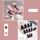 24pcs Fake nails long Frosted V-shaped French wearable false nails Detachable Full Cover with designs Coffin Ballerina Nail - Divine Diva Beauty