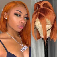 Transparent Human Hair Lace Front Wig Short Bob Lace Wigs For Women Ombre Straight Highlight Lace Frontal Wig - Divine Diva Beauty