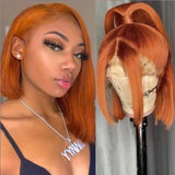 Transparent Human Hair Lace Front Wig Short Bob Lace Wigs For Women Ombre Straight Highlight Lace Frontal Wig - Divine Diva Beauty