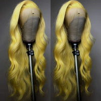Yellow Wig Free Part  Synthetic Lace Front Wig Natural Hair Body Wave Wig For Preplucked Hairline - Divine Diva Beauty