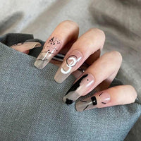 24Pcs Nails With Designs Extra Long Coffin Ballerina False Nails Press On Nails Manicure Tool Nail Tips Accessory - Divine Diva Beauty
