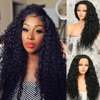 180% Density Deep Wave 26 Inch Long Synthetic Lace Front Wig Black Kinky Curly With Baby Hair For Women Daily Use Preplucked - Divine Diva Beauty