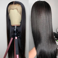 13x4 Bone Straight Human Hair Wigs HD Transparent Lace Unprocessed Straight Lace Frontal Wig Preplucked Ear To Ear 180 Density - Divine Diva Beauty