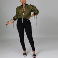 Women Long Sleeve Zip Up Patchwork Jumpsuits bodysuit - Divine Diva Beauty